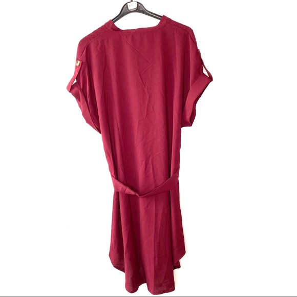 Burgundy Women’s Short Sleeve Knee Length Dress Belted Size 2XL Great Condition - Picture 7 of 9